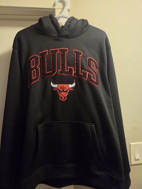 NBA Chicago Bulls Black Hoodie with Red and White Logo